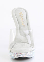 Cocktail-501 Platform Rhinestone Slides-Silver