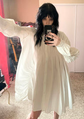 White Hotaru Pleated Shirt Dress