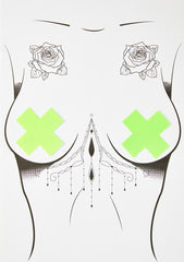 Neon Green Cross Pasties