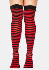 Devil Left 4 Dead Striped Thigh High Socks