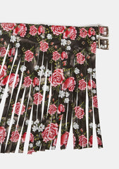 Floral Fringe Belt Skirt