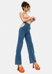 Indigo No Sneak Peeks Cutout Denim Jeans