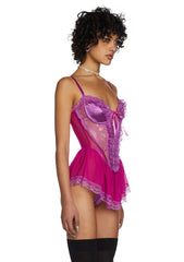 Spoiled But Not Rotten Lace Teddy - Plum