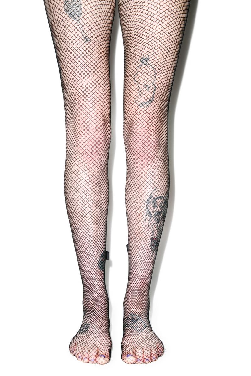 J'adore Mon Bow Backseam Fishnet Tights