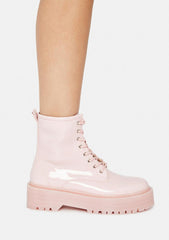 Blush Possy Lace Up Ankle Boots