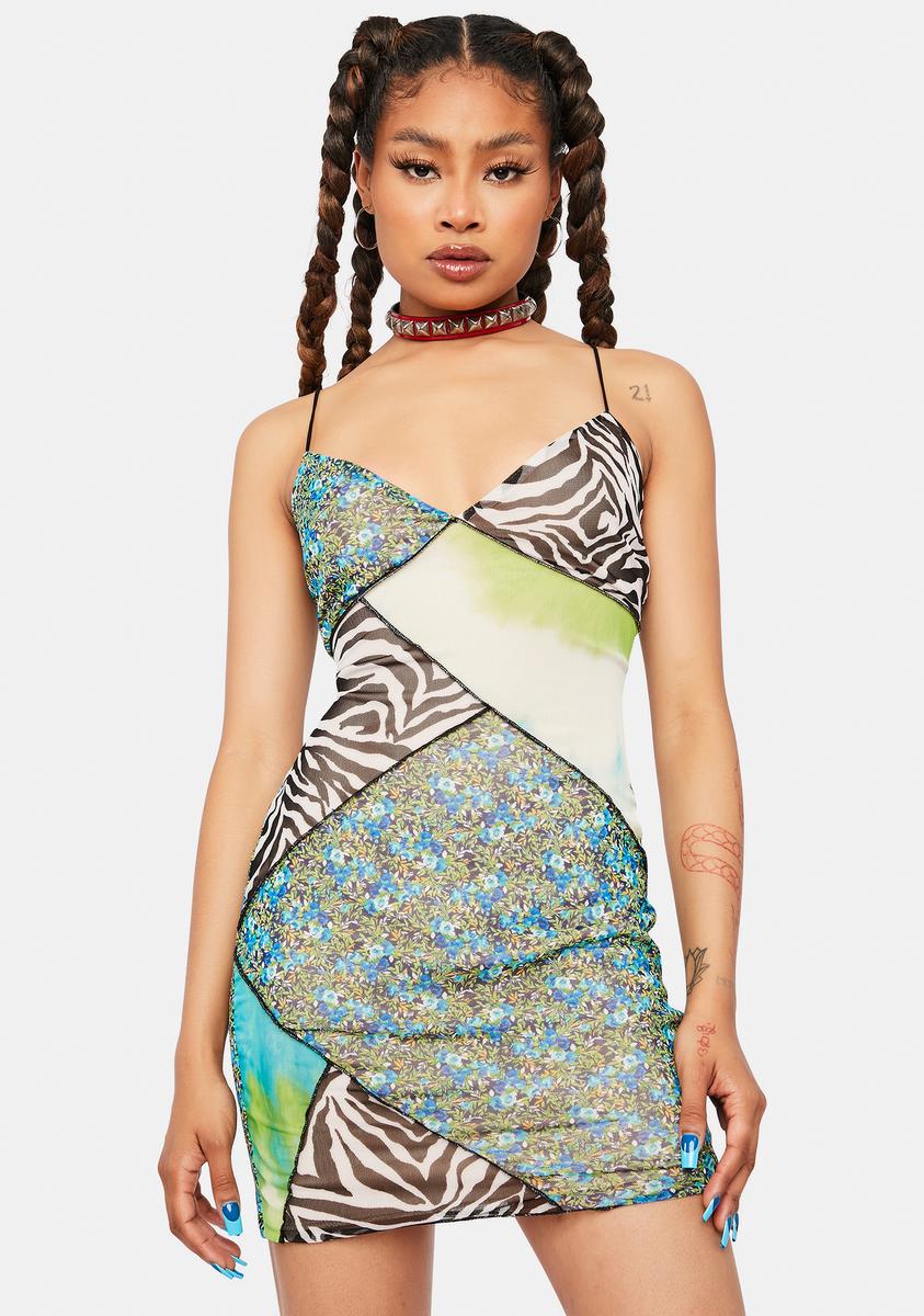 Love Fusion Patchwork Mini Dress