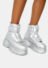 Silver Puffer Platform Boots