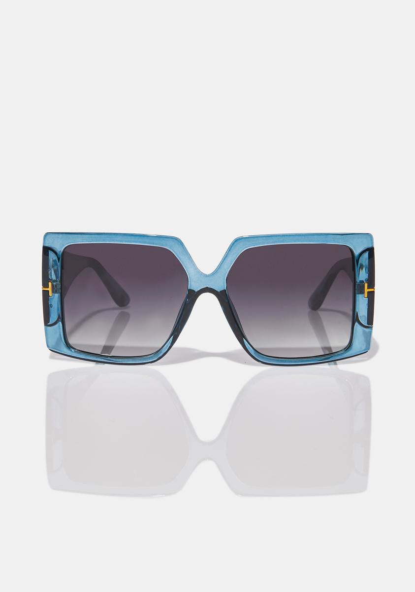 Aqua Glam Getter Oversized Square Sunglasses