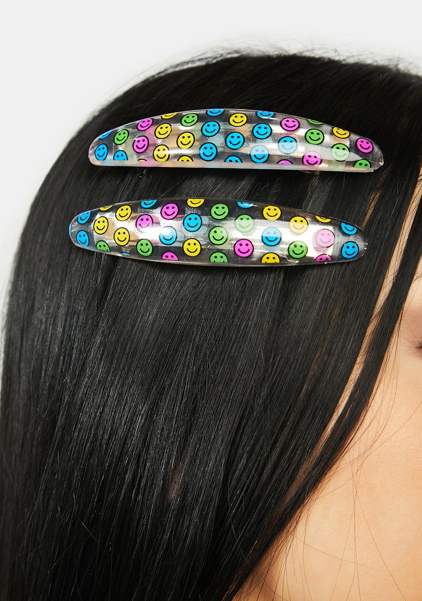 Smiley Face Hair Clip Set