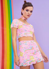 Rainbow Ride Mesh Mini Skirt