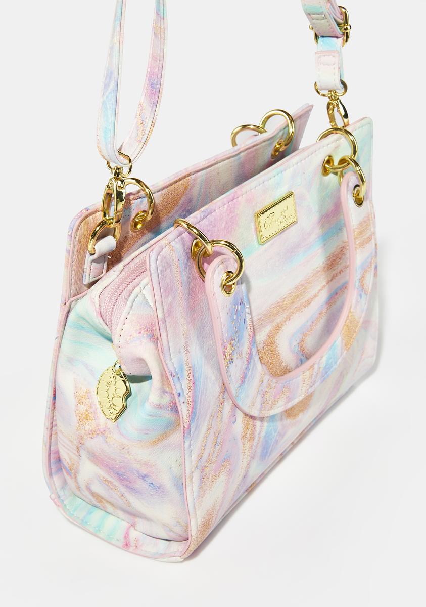 Floral Medium Satchel With Flat Handles