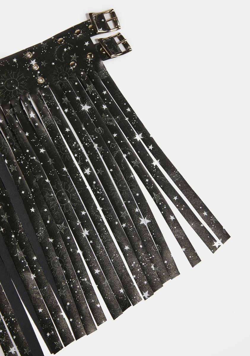 Cosmic Fringe Belt Skirt