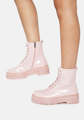 Blush Possy Lace Up Ankle Boots