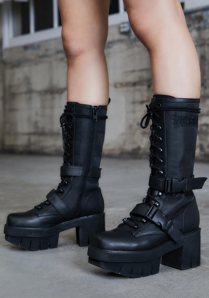 Kickdrum Leather Strap Combat Boots