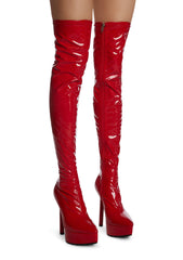 Cosmic Girl Thigh High Boots - Red