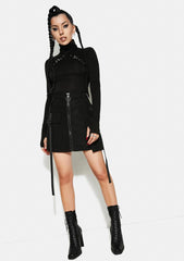 Punk Cross Shoulder Strap Long Sleeve Shirt