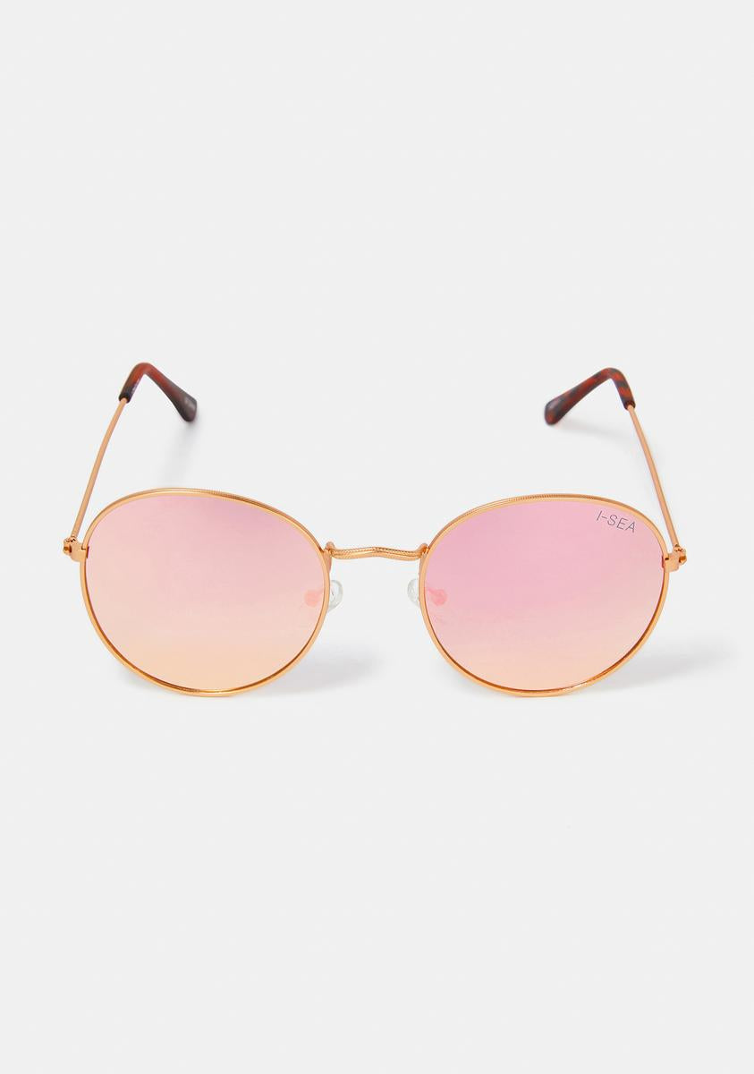 Rose Gold London Round Polarized Sunglasses