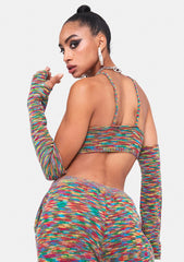 Spacedye Knit Crop Top With Matching Sleeves