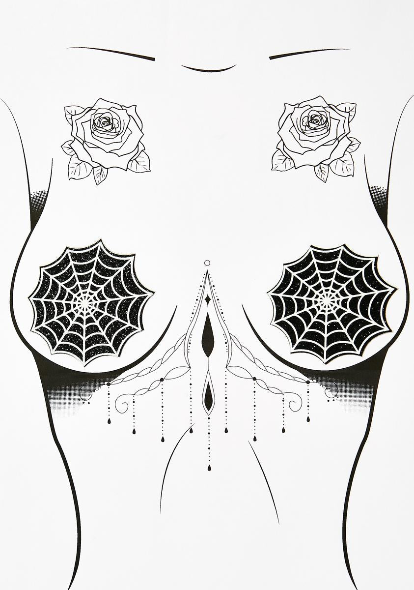 Blacklight Spider Web Glitter Pasties