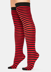 Devil Left 4 Dead Striped Thigh High Socks