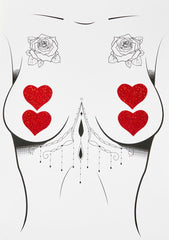 Red Glitter Heart Pasties