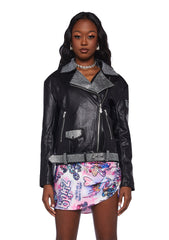 Glam Rock Rhinestone Moto Jacket