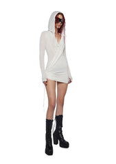 Flanger Hooded Deep Cowl Dress