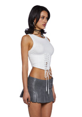 Search And Destroy Corset Tank - White