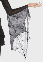 Punk Spider Mesh Exaggerated Sleeves Top
