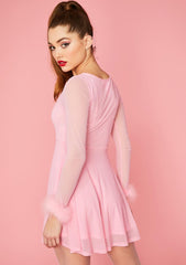 Blush Flirty Lifestyle Marabou Flare Dress